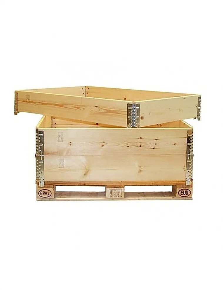 Réhausse palette bois 1200x800 posée sur une palette Europe